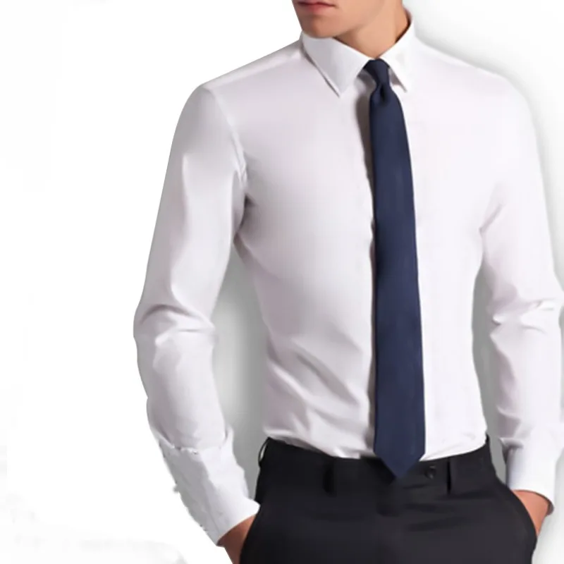 

Men Slim Long Sleeves Men Business Cotton Shirt White Shirt