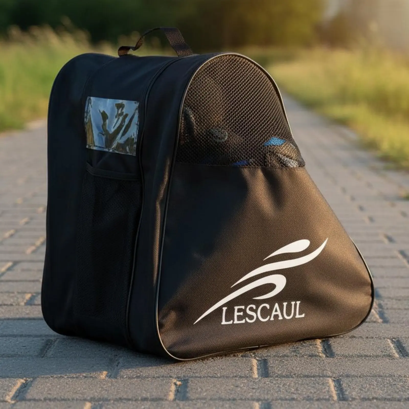 Four-Wheel Wheeled Footwear Backpack Thickened Material Inline Wheeled Footwear Carrying Bag Adjustable Strap Breathable Mesh view 5