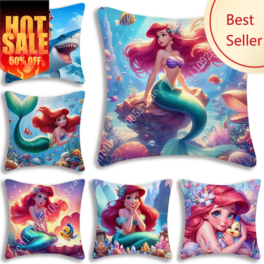 

Little Mermaid Ariel Pillowcase Disney Cartoon Pillow case Soft Sofa Bed Child Holiday Party Boy Girl Gifts Custom Pillow Cover