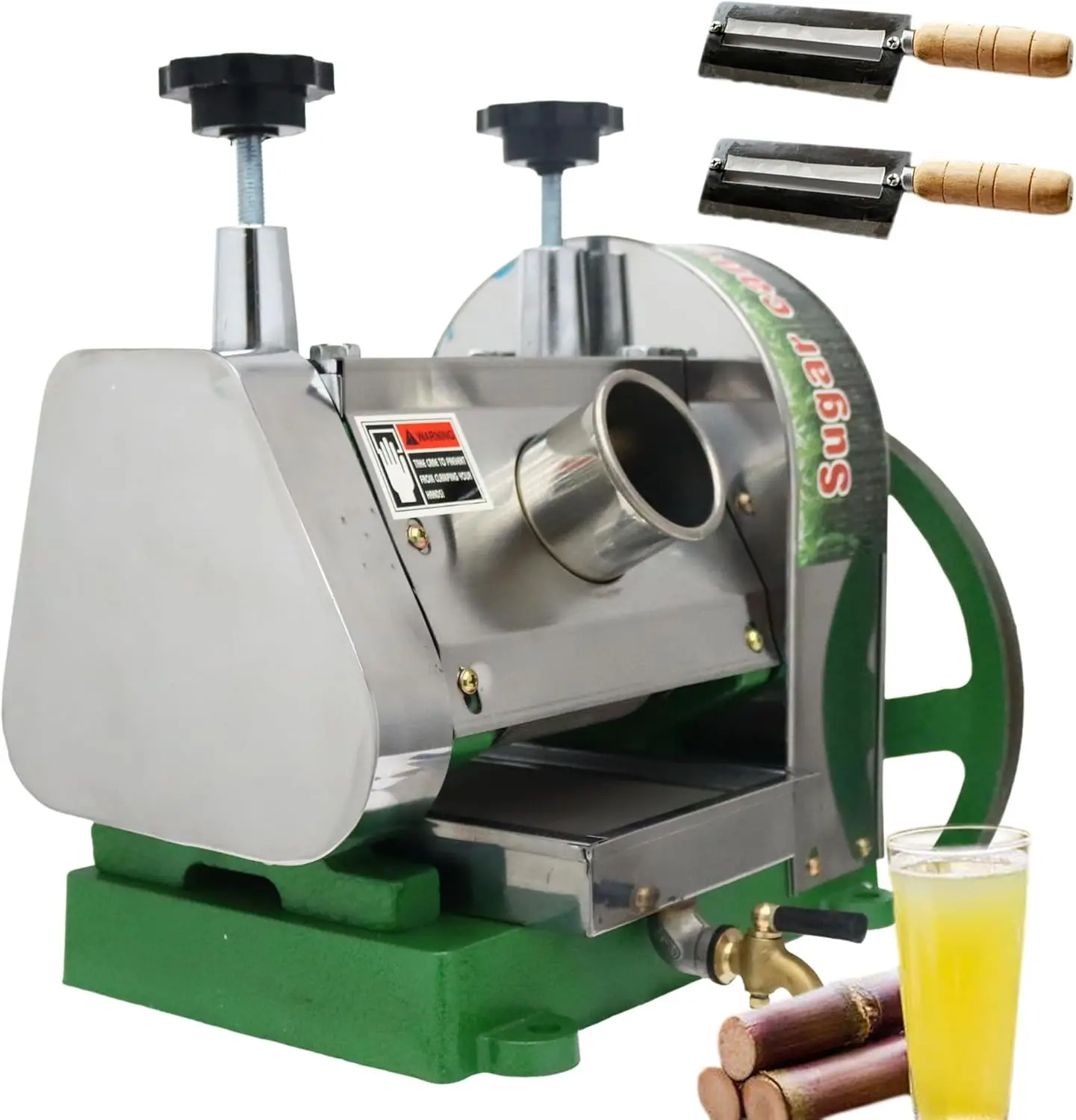 

Manual Sugar Cane Juicer 330LBS H 2 4 Inlet Sugarcane Juice Extractor Three Rollers Press Machine Handwheel Knives