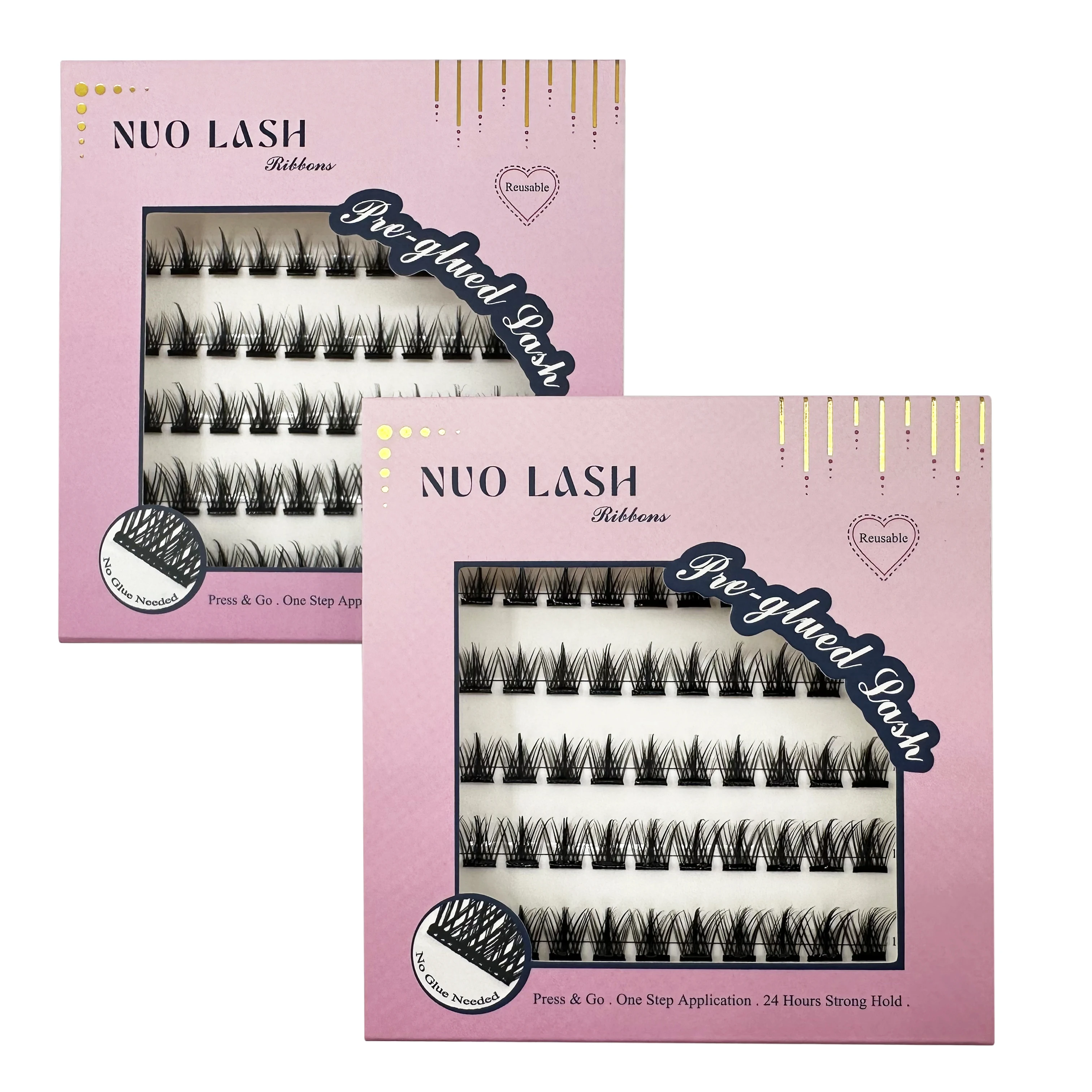 

Pre-glued Cluster Press-on Lashes Pre-cut Segment Self Adhesive Pre-bond Eyelash Extension Waterproof Wispy Individual Lash