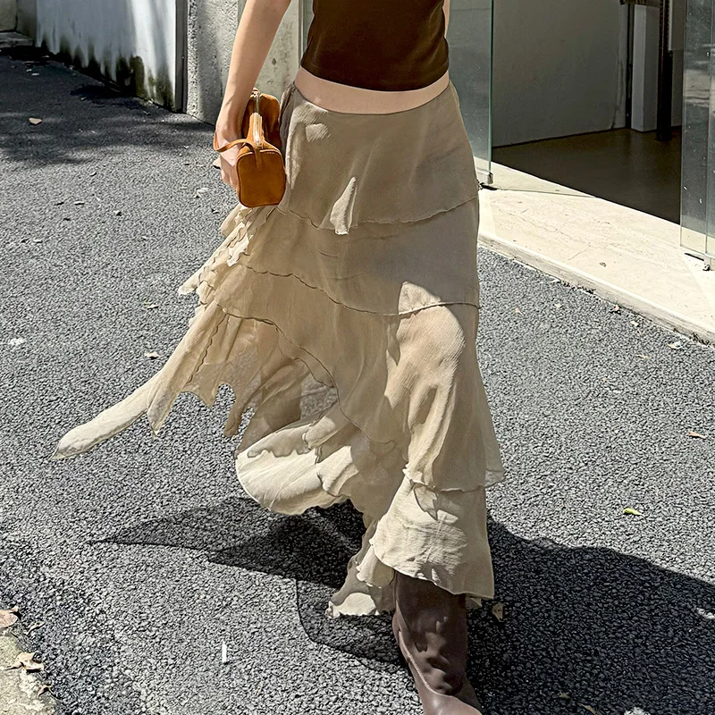 

Fashionable Street Flowing Micro Transparent Mesh Multi-layer Skirt, Heavy-duty Retro Half Skirt