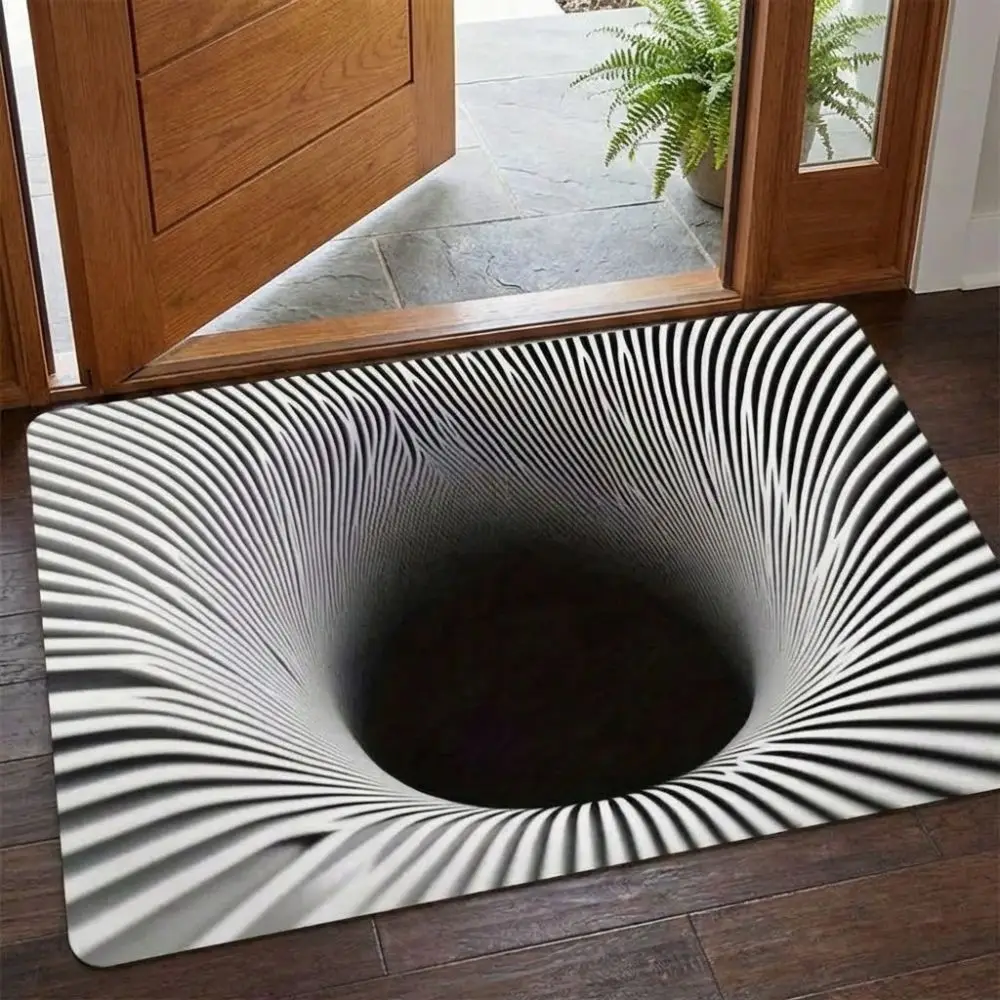 3D Flat Optical Illusion Doormat Water-absorbing Abrasion-resistant Bathroom Carpet Durable Non-slip Bedroom Door Rug Home