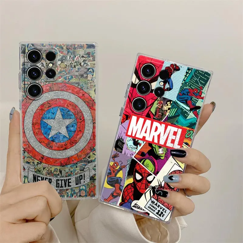 Marvel Comics Avengers Heros Phone Case For Samsung S24 S23 Ultra S22 S20 Plus S21 FE Clear Cases Cover Galaxy S24Ultra 5G Funda