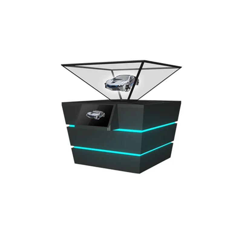 

360-degree holographic projection of equilateral and inverted triangle quadrilateral imaging