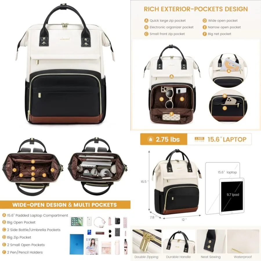 

Leather Backpacks for Women, Leather Laptop Backpack Women, Professional Work Backpack Nurse College Teacher Bag, Womens Laptop