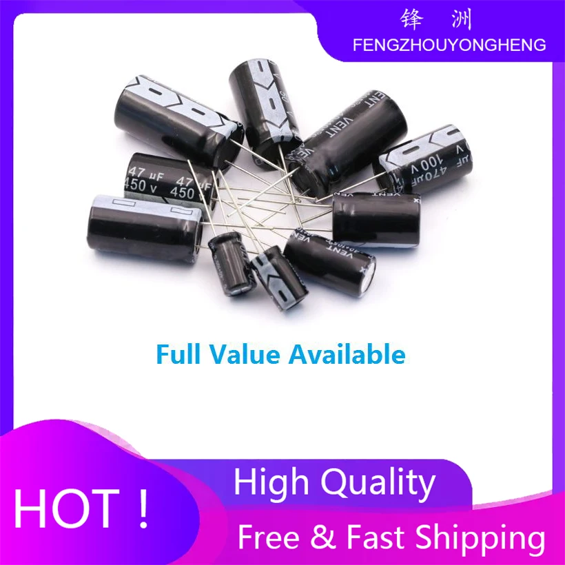 20PCS 4V 10V 16V 25V 35V 100UF 220UF 330UF 470UF 680UF 1000UF 47UF 1500UF 10UF 22UF 35V 470uF Capacitor Eletrolítico de Alumínio