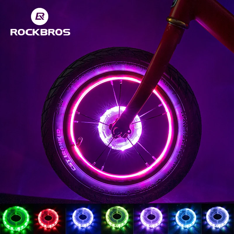 ROCKBROS Bicycle Wheel Light Smart  LED Flash Colorful Lamp Warning Light Kids Balance MTB Bike Light Vibration Sensing Lights