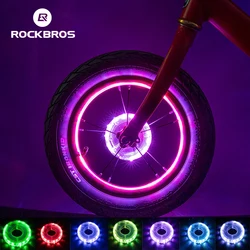 ROCKBROS Bicycle Wheel Light Smart  LED Flash Colorful Lamp Warning Light Kids Balance MTB Bike Light Vibration Sensing Lights