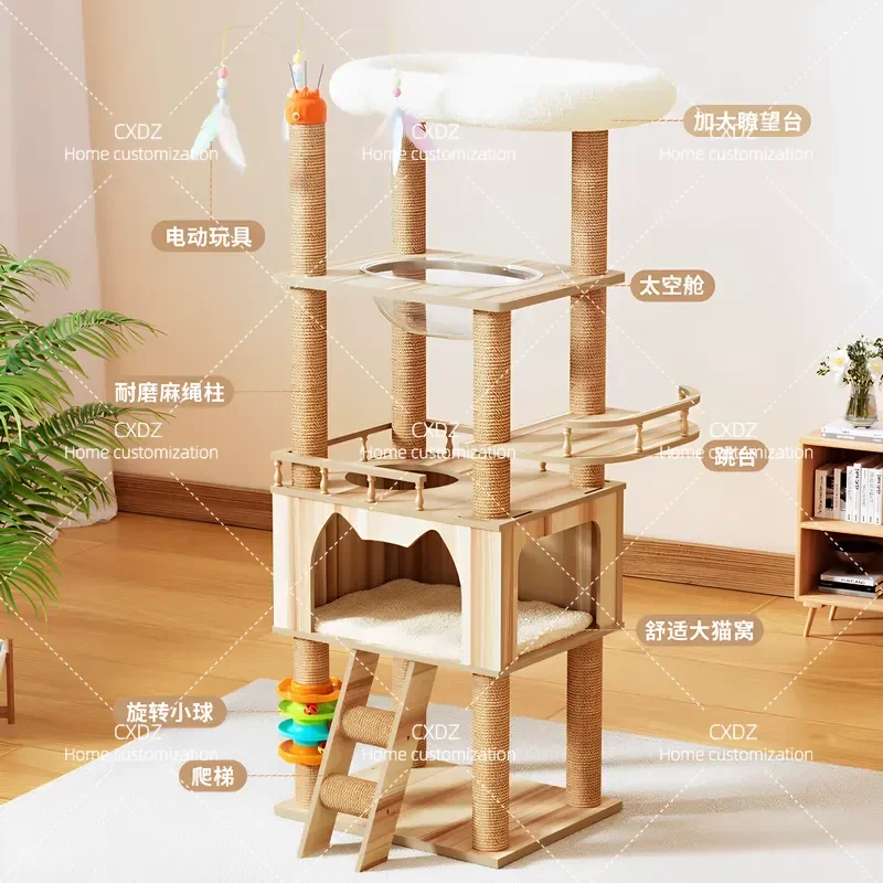Cat Tree with Condo and Scratching Posts Multi Level Cat Climbing Frame Playhouse Bed Tower for Indoor Cats Small Space
