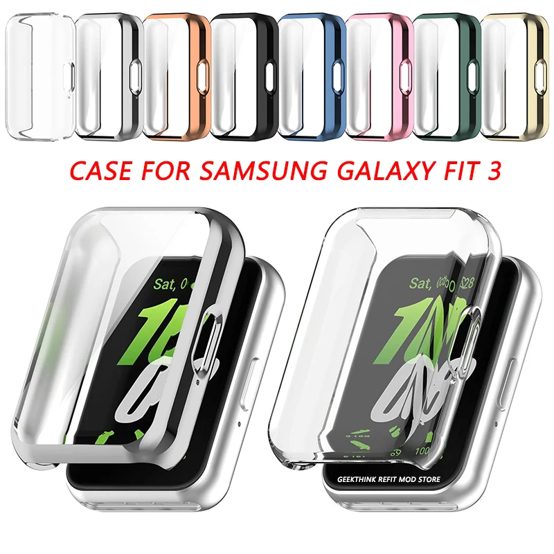 Plating Case For Samsung Galaxy Fit 3 Full Coverage Bumper Soft TPU Protective Cover Samrt Watch Accessories Screen Protector