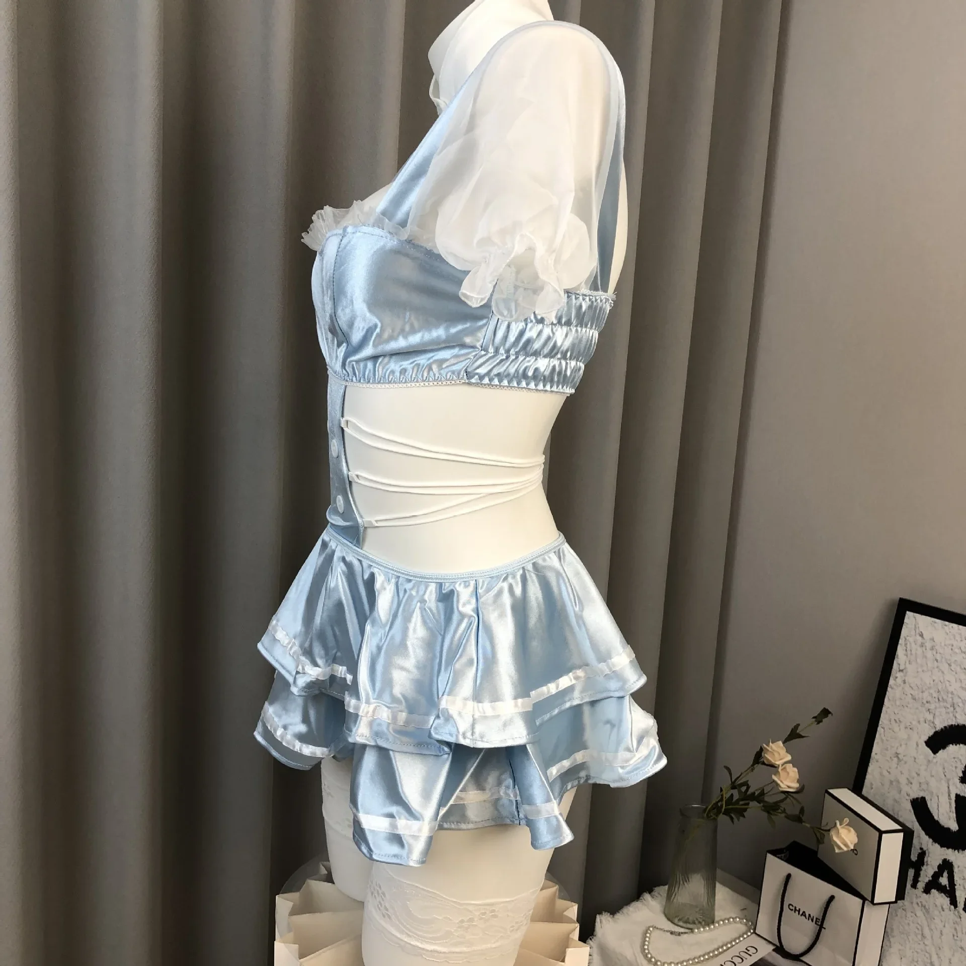 Uniforme de Demoiselle d'Honneur Mignonne, Costume de Cosplay, Mini Robe Bandage Dos aux, Lolita Trempée, Sous-Vêtements Anime pour Fille, Tenues d'Halloween