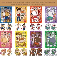 8pcs Paw Patrol Stickers Anime Figure Chese Sticker Canine Cartoon Parent-child Interactive Jigsaw Booklet DIY Sticker Kids Toy