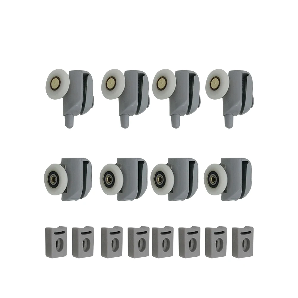 

8 Pcs Shower Door Roller Pulley Runners Wheel Dark DIY Replacement Parts Spring Loaded Curved Glass