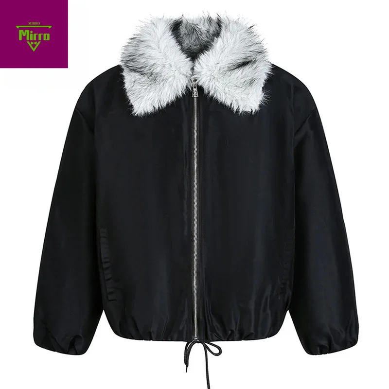

Men's Winter Jackets Fur Collar Parkas Coats Thicken Warm Padded Jackets Vintage Loose Harajuku Jackets Outwear for Male