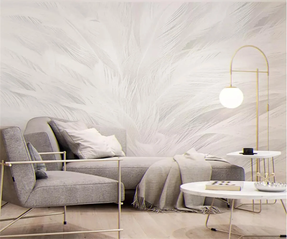 Custom Wallpaper simple white feather black and white background walls home decoration living room bedroom Murals 3d Wallpaper