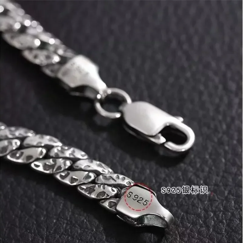 CHUANGCHENG Luxury Personality Men's Trend Retro 925 Silver Bracelet Design Simple Cuban Chain Bracelet Birthday Gift