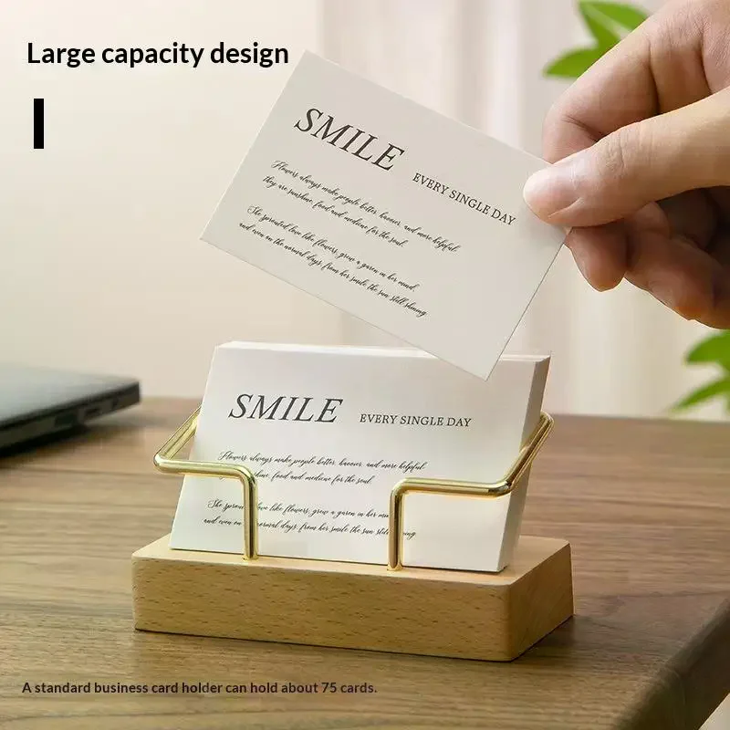 1Pcs Wooden Business Card Display Stand Wood Business Card Holder For Desk Postcard Holder Office Home Desktop Accessories view 4