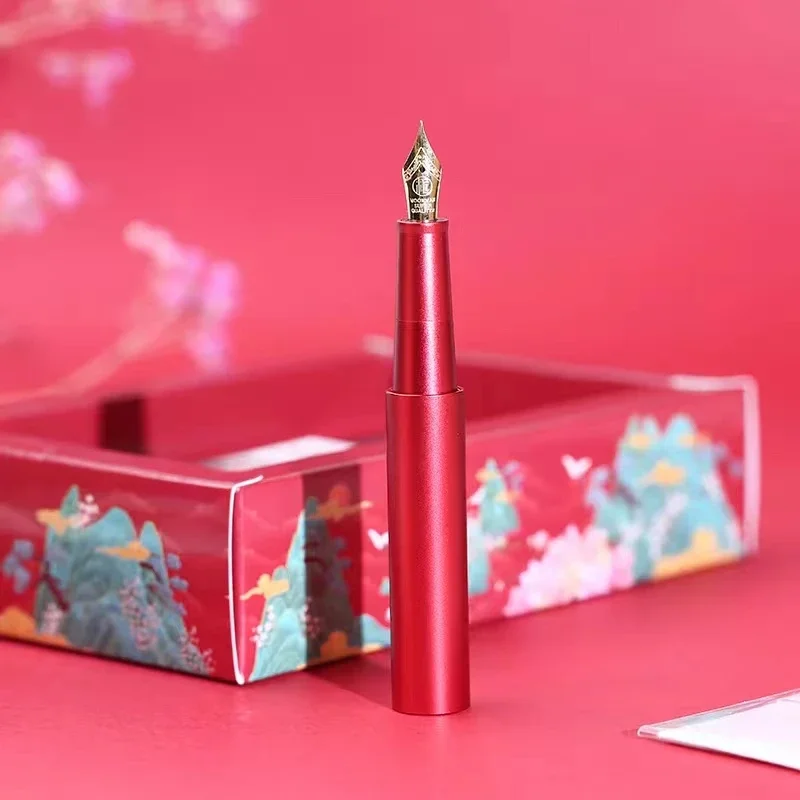 Majohn Metal Fountain Pen Candy Lipstick Short Ink Pen EF/F 0.38/0.5mm Delicate Pocket Writing Gift for Birthday Office Supplie