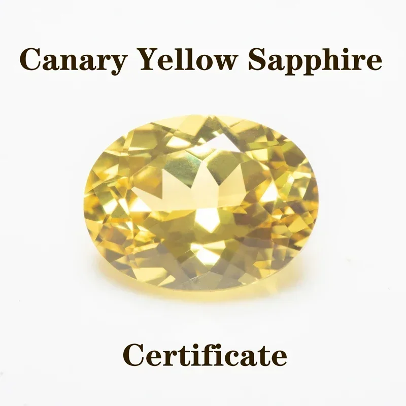 Lab Grown Sapphire Canary Yellow Color Oval Shaped Charms Gemstone DIY Ring Necklace Earrings Main Materials with Certificate