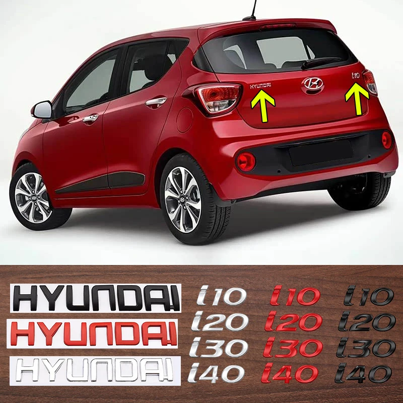 

3D Chrome Metal Car Styling Letter Emblem Rear Trunk Decor For Hyundai I10 I20 I30 I40 Logo Nameplate Sticker Accessories