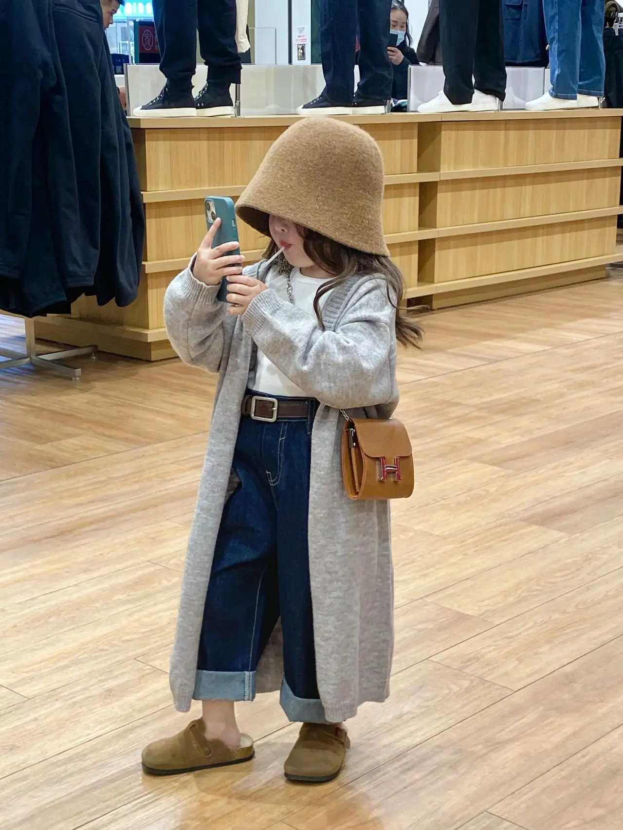 Children Clothing 2023 Spring New Fashionable Girls Long Sweater Coat Loose Style Knit Casual Solid Simple Cardigan for Girls