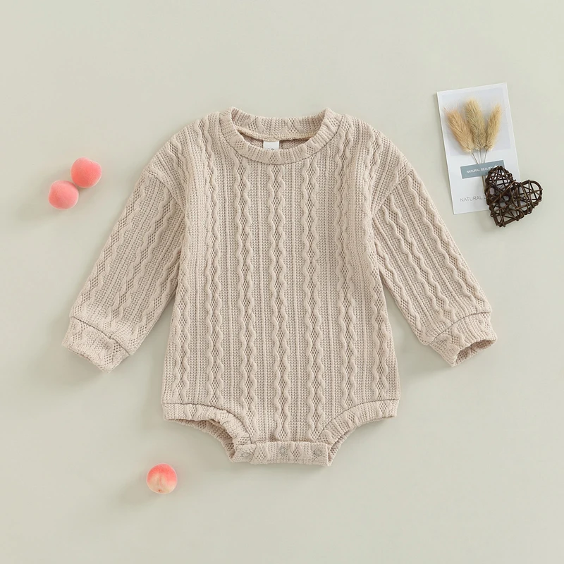 0-18M  Newborn Toddler Baby Sweater Romper Solid Color Long Sleeve Knit Bodysuits Knitwear Boys Girls Autumn Winter Clothing