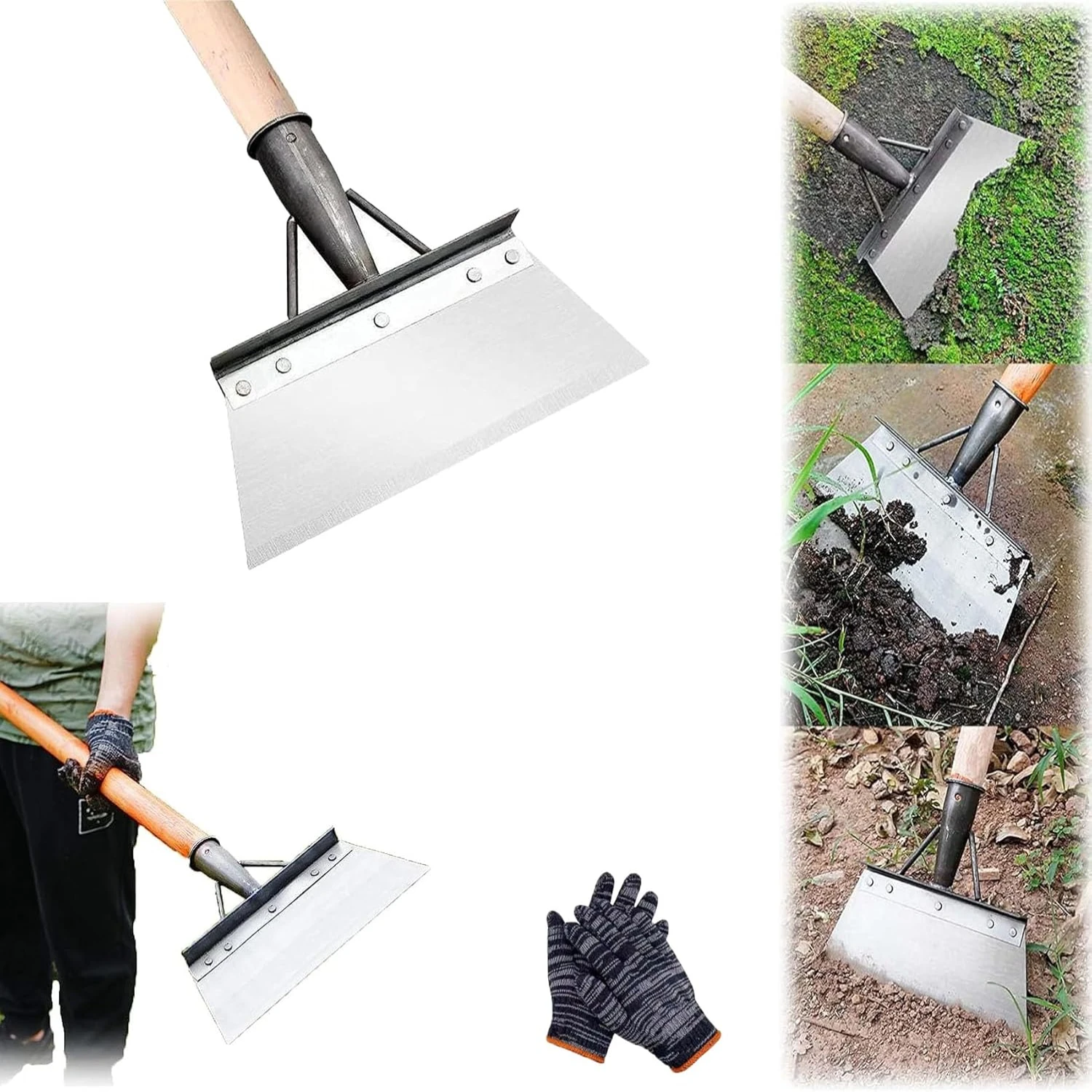 

Heavy-Duty, Multifunctional Garden Cleaning Shovel - Ideal for Landscaping and Gardening, 25cm Flat Shovel for Efficient Digging