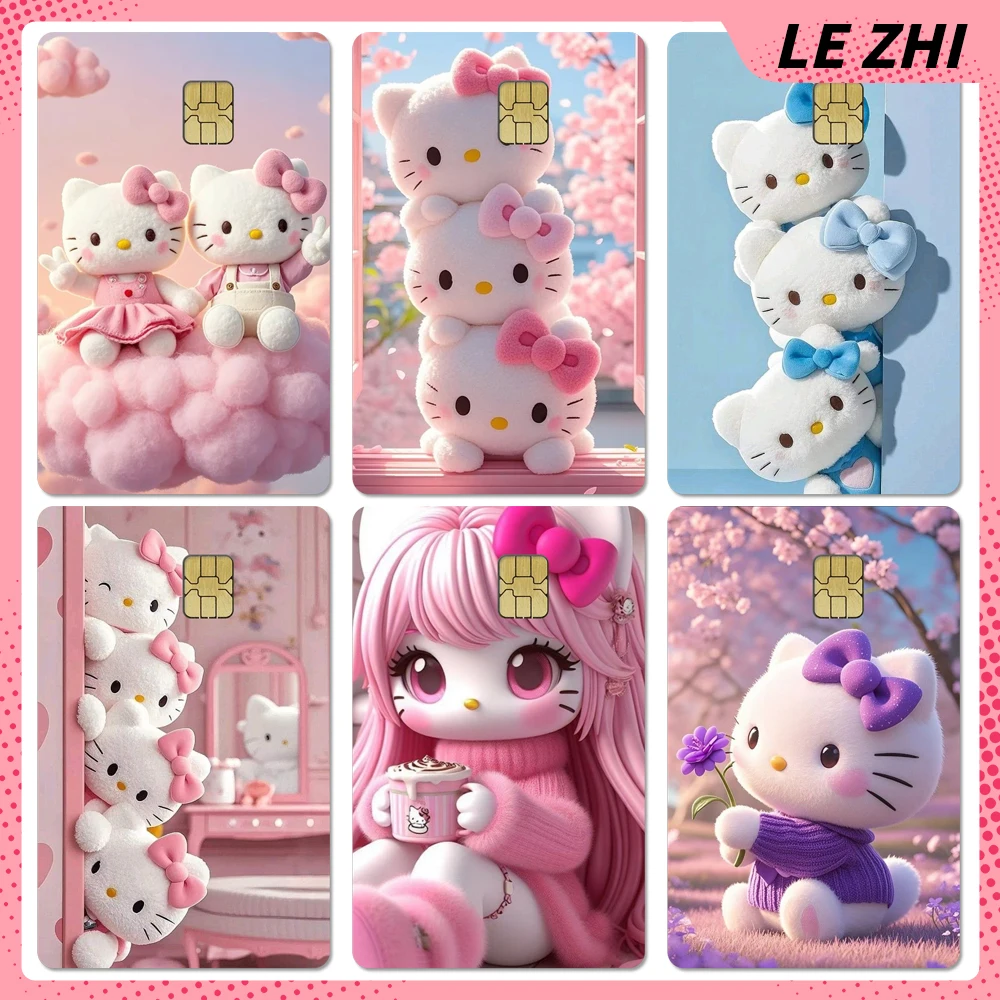 

Anime Cartoon Sanrio Hello Kitty Credit Card Stickers Kawaii Waterproof Bank Card Bus Metro Sticker Decoration Girls Accessories