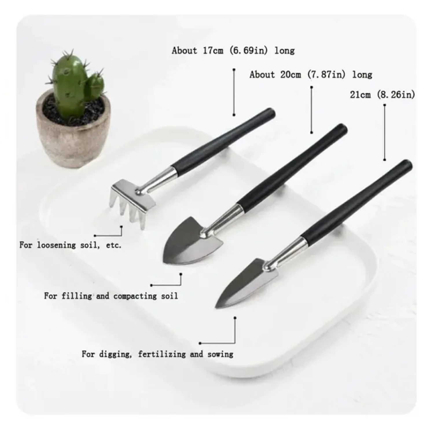 EW Household Succulent Planting Gardening Loose Soil Tool Mini Stainless Steel Three-Piece Set Potted Plant Flower Shovel