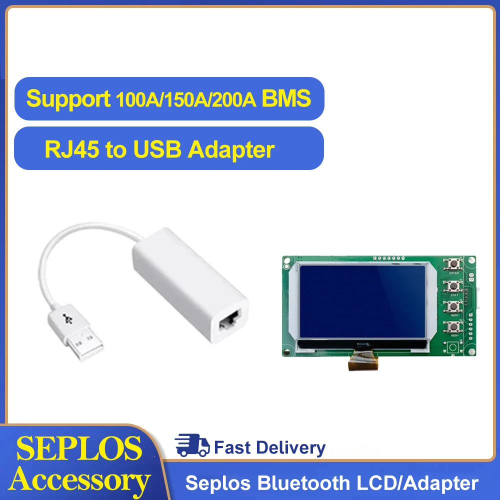 

Seplos Accessory RJ45 to USB Adapter New Bluetooth LCD 2.0/3.0 LCD Inverter BMS Communicate IOS Android App LiFePO4 Li-ion