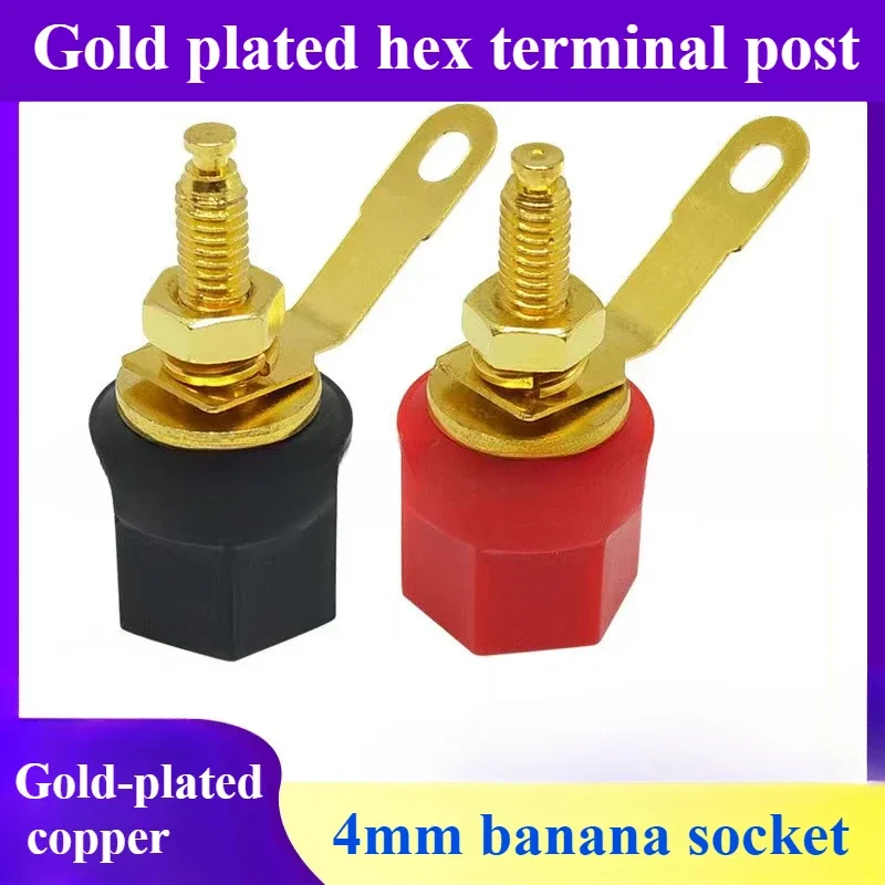 10PCS Gold Plated Amplifier Speaker Terminal Binding Post Banana Plug Socket Connector Suitable for 4mm banana plugs