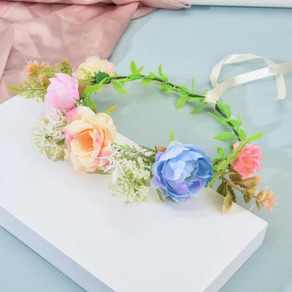 Simulation Rose Flower Flower Crown Hairband Hair Hoop Glowing Wreath Headband Flora Luminous LED Light Garland Amusement Park