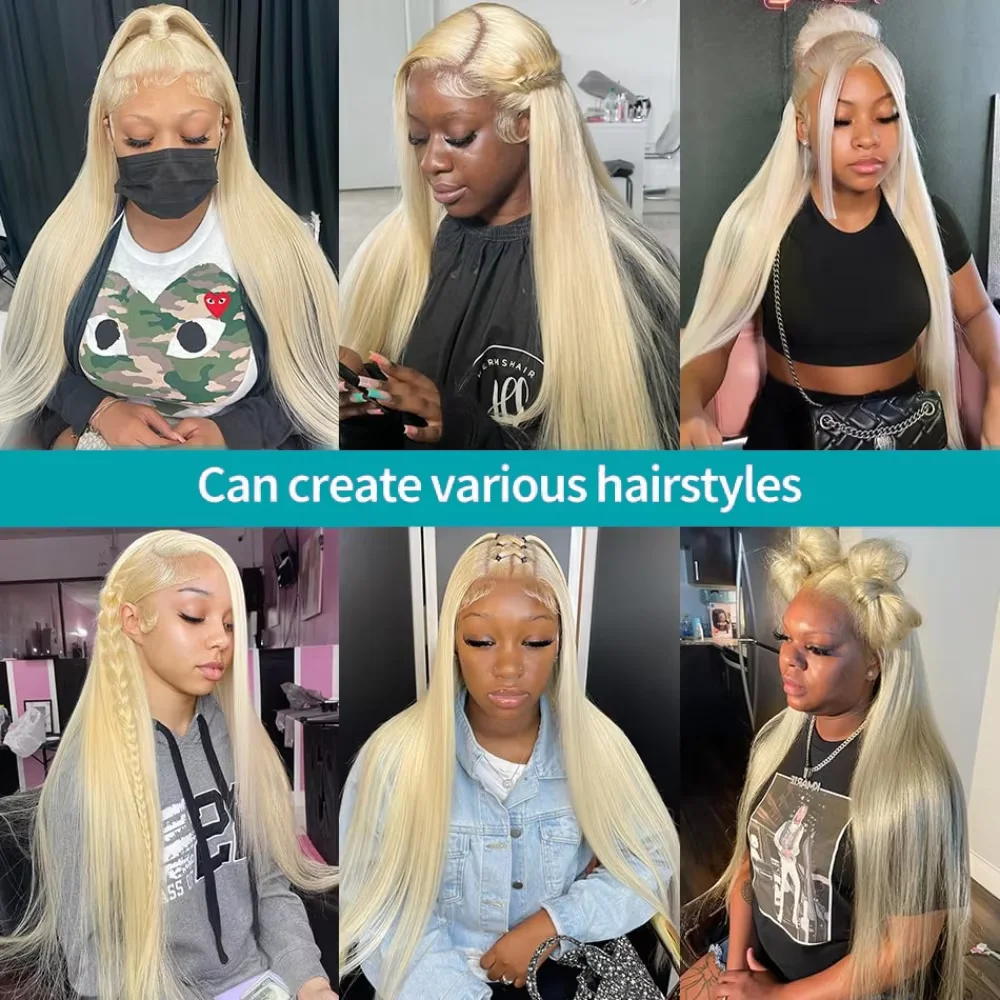 13x6 Hd Lace Frontal Wigs 613 Blonde Straight 100% Human Hair Wig 30 32 Inch Brazilian 200 Density Human Hair Colored Lace Front Pre Plucked Wig image 4