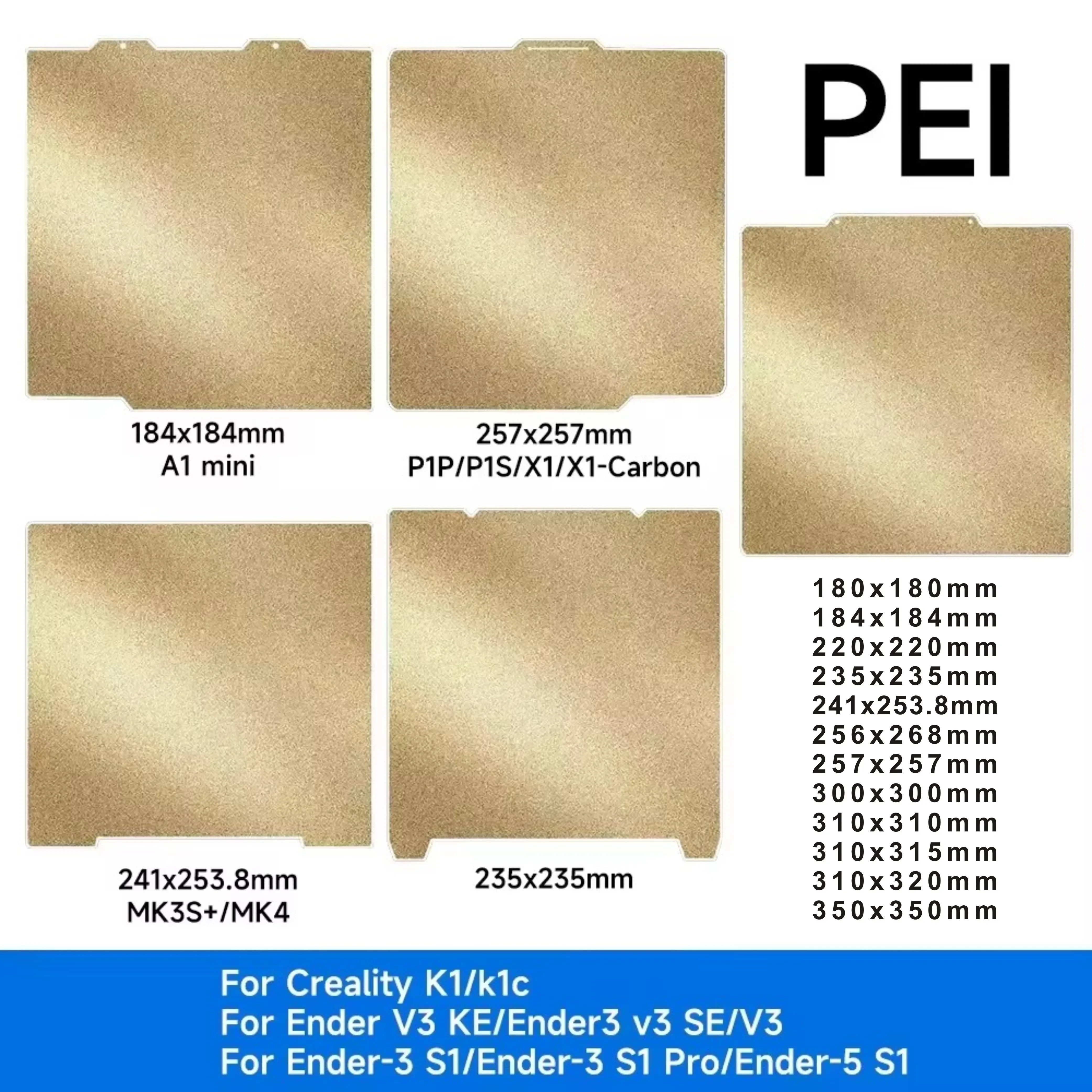 Double PEI Sheet 300x300 180/220/235/310/350 Upgrade Removal Textured PEI Magnetic Build Plate Ender 3 V3 Se Bed Spring Steel