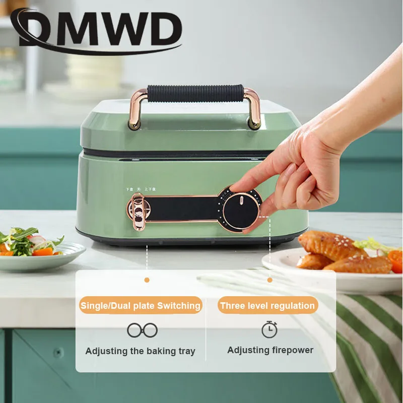 DMWD Multifunction Electric Hot Pot Cooking Skillet Barbecue Machine Crepe Maker Pancake Pizza Baking Pan BBQ Steak Frying Grill