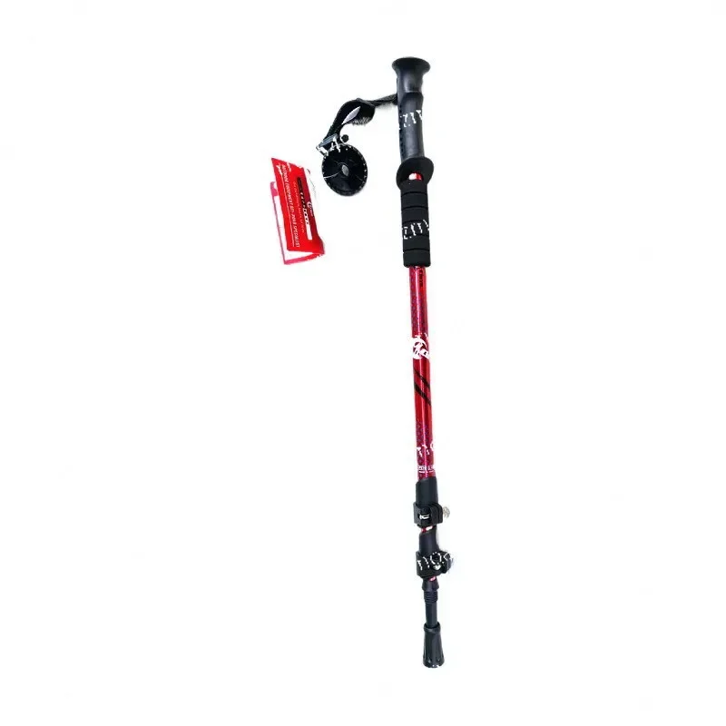 Three section telescopic aluminum alloy outdoor hiking stick with adjustable external lock, equipped with a hiking stick  cane