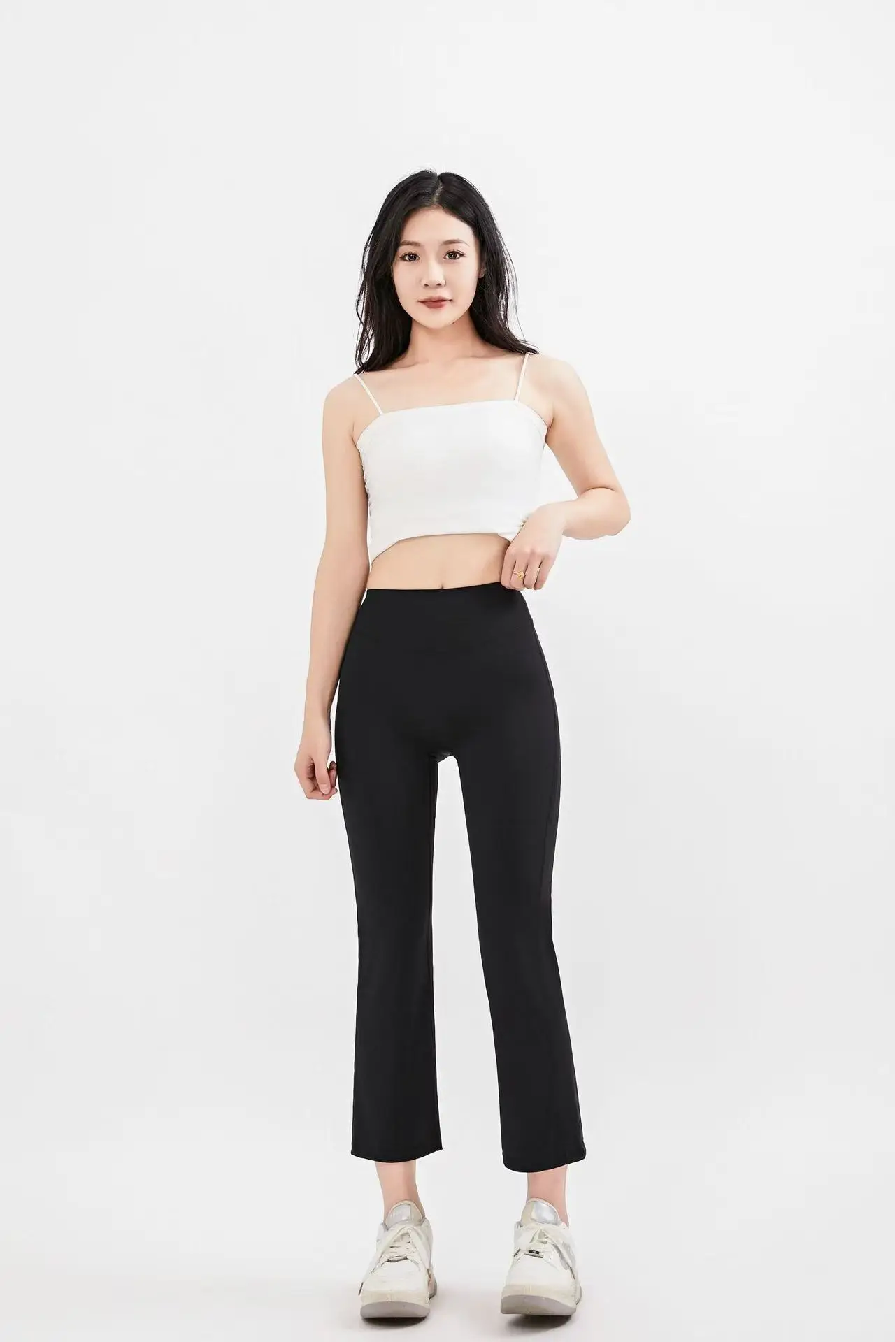 Nude High-Waist Elastische Yoga-Mikro-Schlaghose Leggings Gym Pfirsichfarben Hüftstraffend Enganliegend Outdoor Pilates Taillenformend – Detail 11