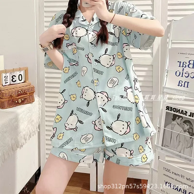 Ins Kawaii Cinnamoroll pajamas women\'s summer 2022 new mymelody Kuromi short-sleeved thin section cute Sanrio home clothes Gift