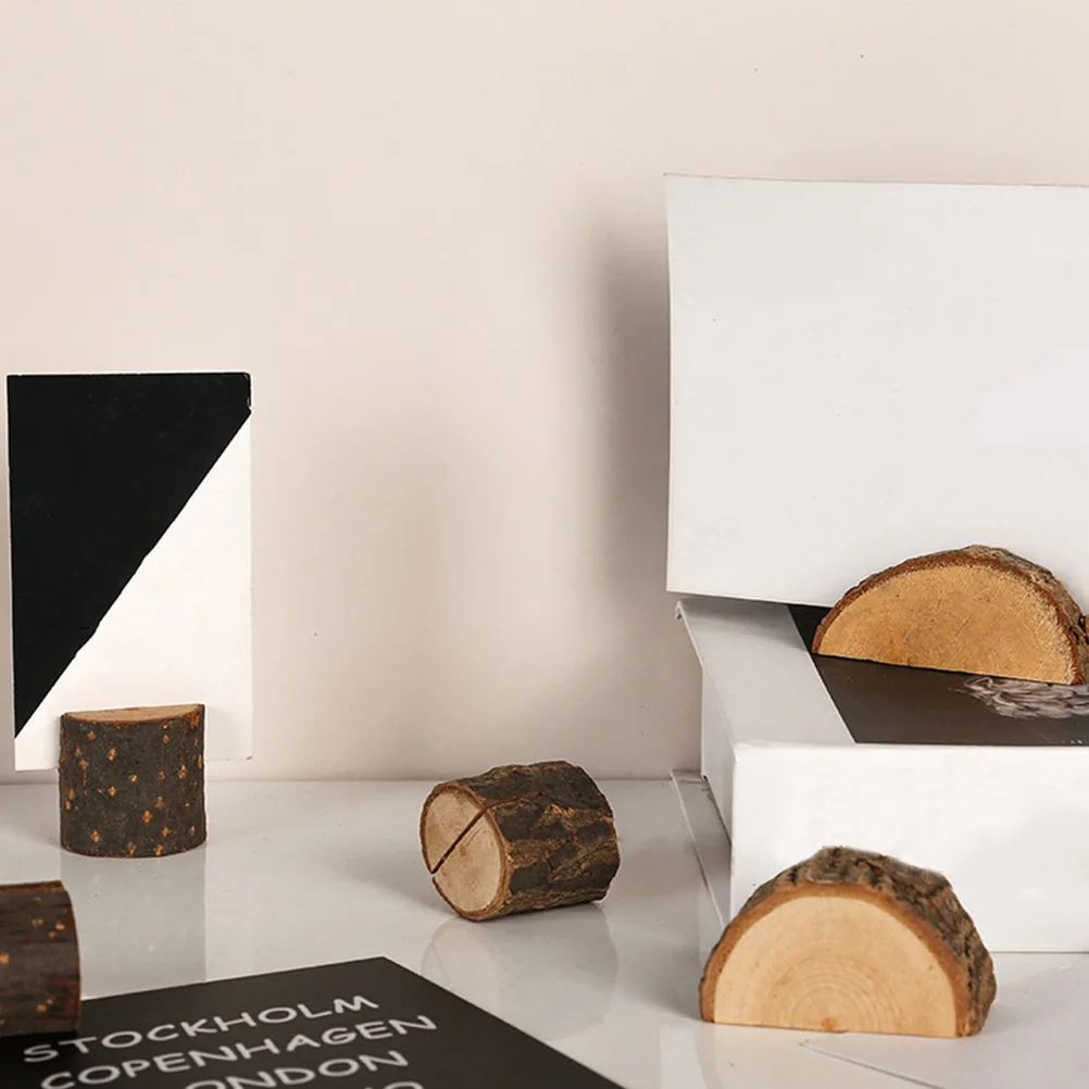 

8pcs Wooden Card Holder Elegant Shape Memo Note Photo Postcard Business Display Stand Lightweight Desk Storage