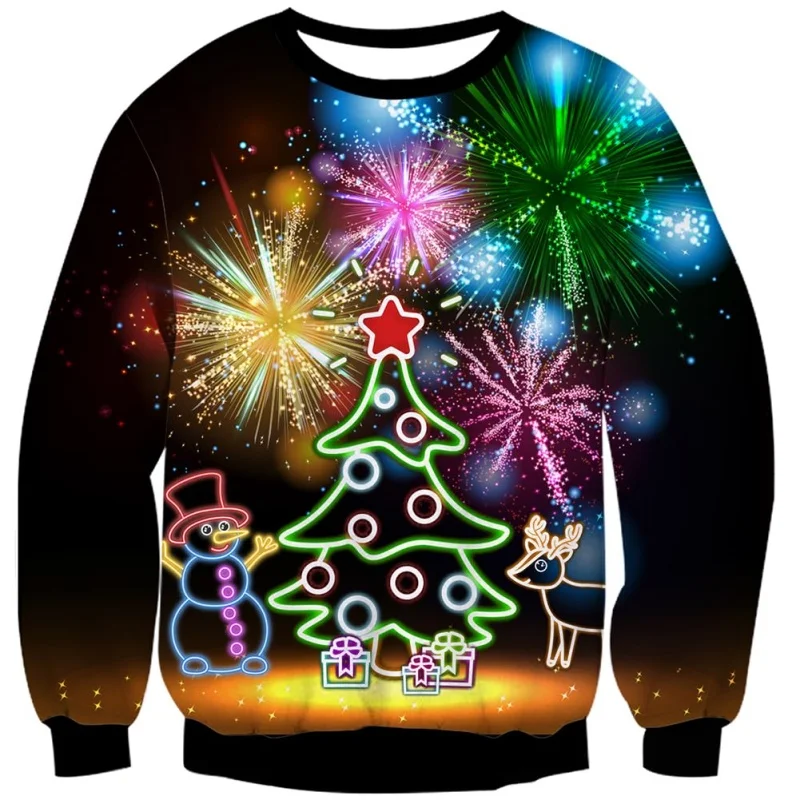 

Cat Pizza Pattern Sweatshirts For Men Women Christmas Tree Santa 3D Printed Pullover Festival Hoodies Long Sleeves O-Neck Tops