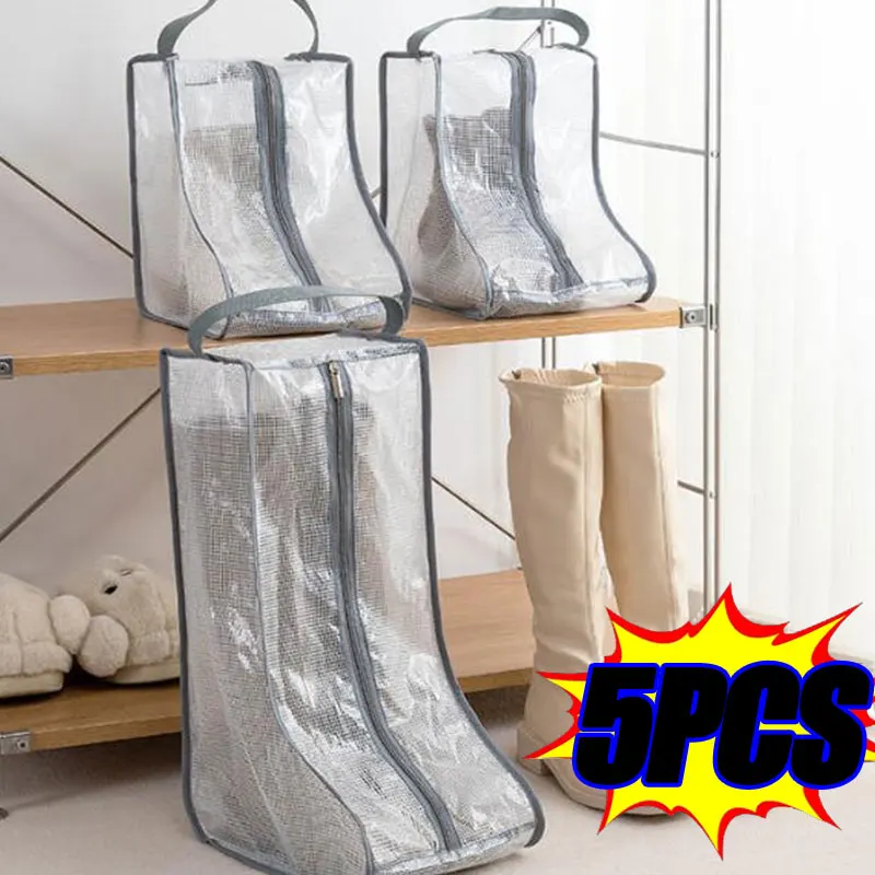 

1-5PCS Shoes Dust Cover Mesh Transparent Shoe and Boot Storage Bag with Zipper Portable Travel Dust Organizer Protector Bag