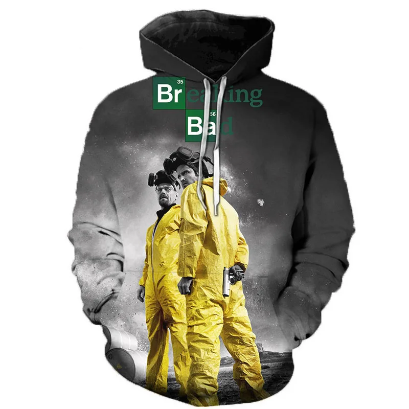 High Quality Tv Series Breaking Bad Hoodies 3D Printed Cool Streetwear Unisex Pullover Long Sleeve Sweatshirts Plus Size Coat