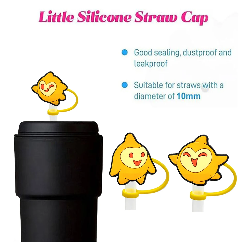 Hot toy Wish Cartoon Straw Cover Cap for Reusable Drinking Dust Cap Glas Cup Accessories,Straw Toppers 10mm Silicone Straw Cover
