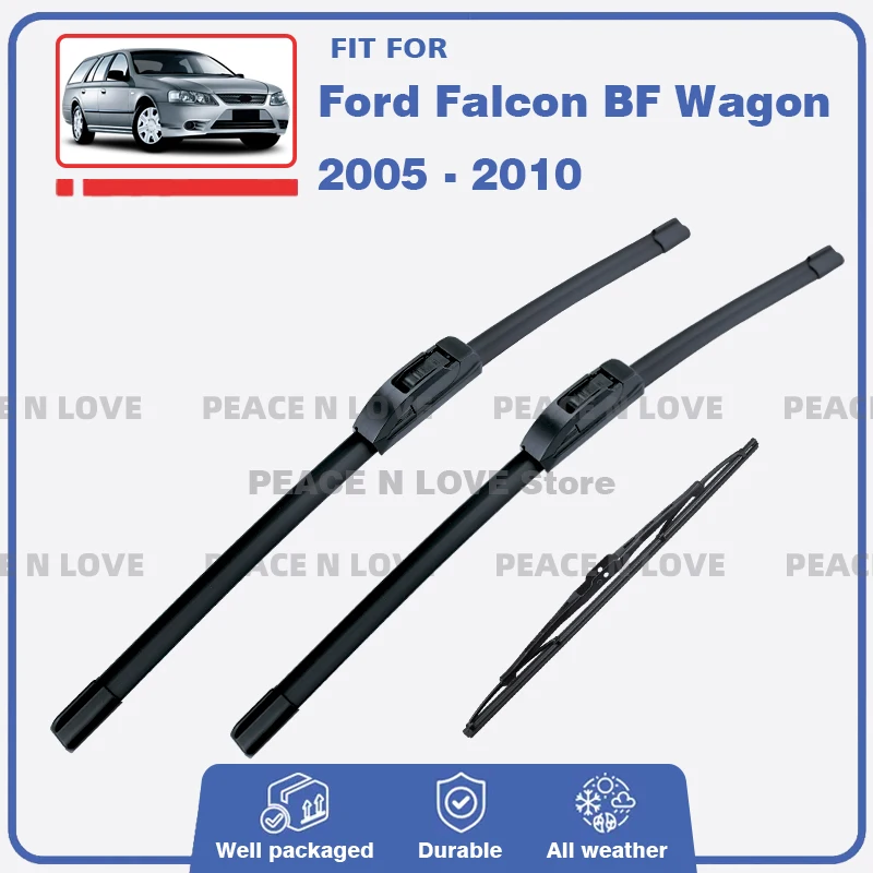 Lâminas de limpador dianteiras e traseiras para ford falcon bf wagon 2005 - 2010 pára-brisas janela escovas de borracha acessórios 2006 2007
