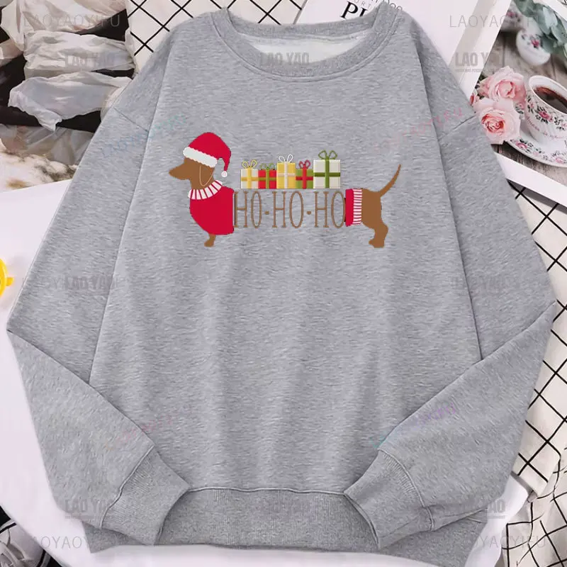 Dachshund Christmas Sweatshirt Fashion Long Sleeve Doxie Christmas Doxie Crewneck Pullovers Women Hoody Dachshund Lover Gifts