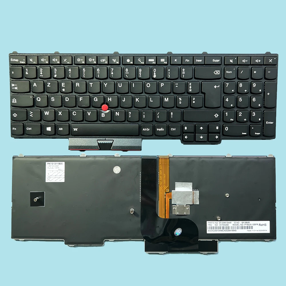 Podświetlana klawiatura P50 AZERTY do Lenovo Thinkpad P50 P51 P70 P71 01HW200 PYBLW-105FR 9A18649 SN20M15446 francuski notebook