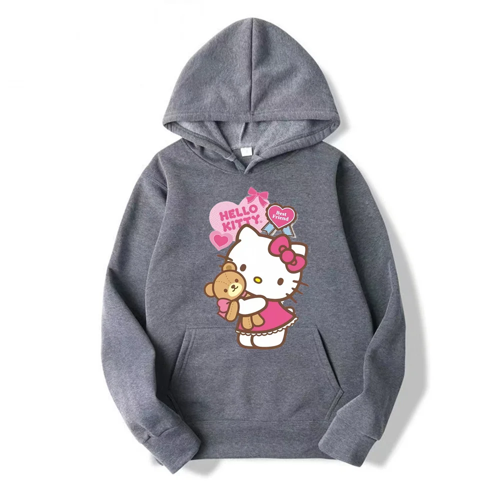 2024 New Fashion Women Hoodie Hello Kitty Hoodies Spring Autumn Pink Hoodie Sweatshirt Clothes Tops Clothing Oversized Pullover