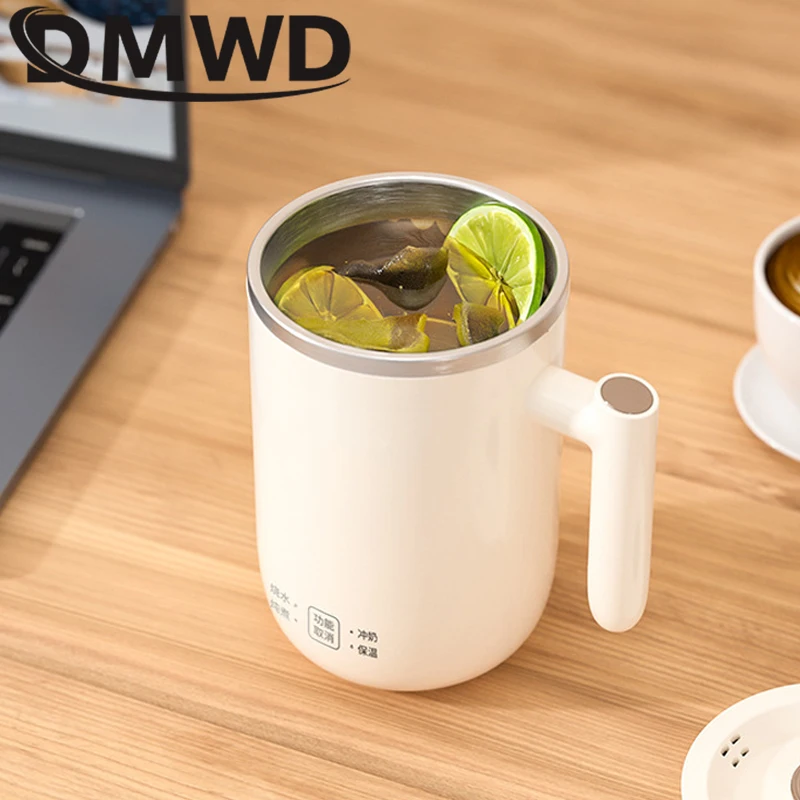 DMWD 400ML Electric Hot Water Cup Portable Boiling Kettle Mini Travel Cup Porridge Stew Soup Heating Cup Health Pot Kettle 300W