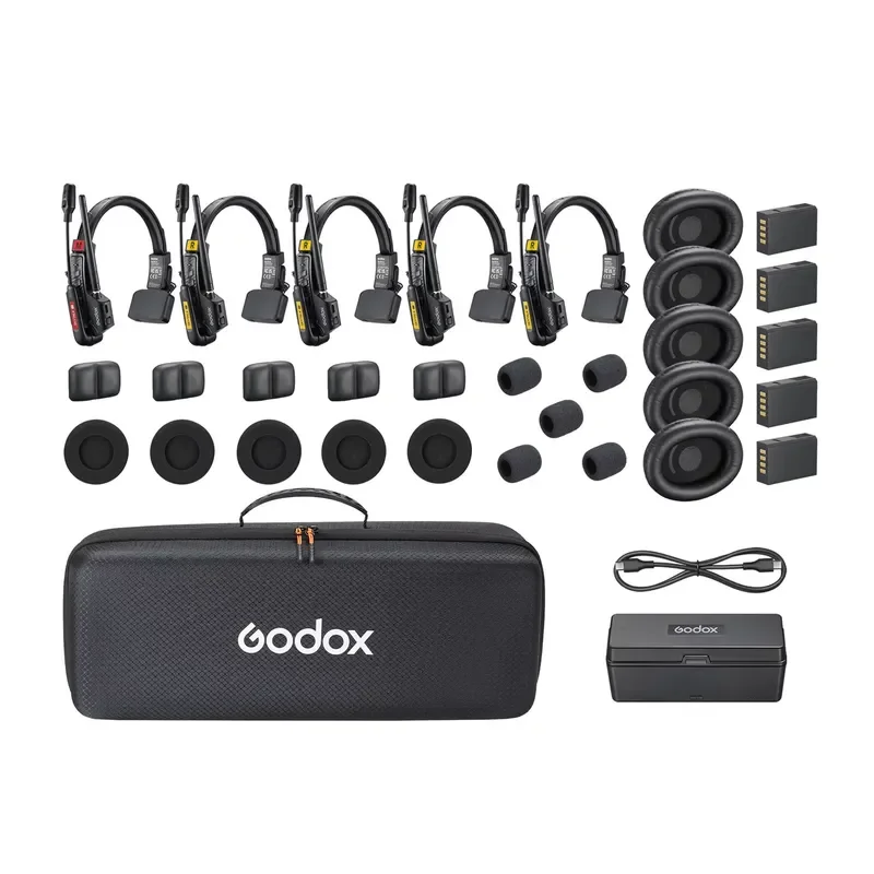 BOLRZO Godox SkyTalk Air 5S 5-person full-duplex wireless intercom system (2.4 GHz)
